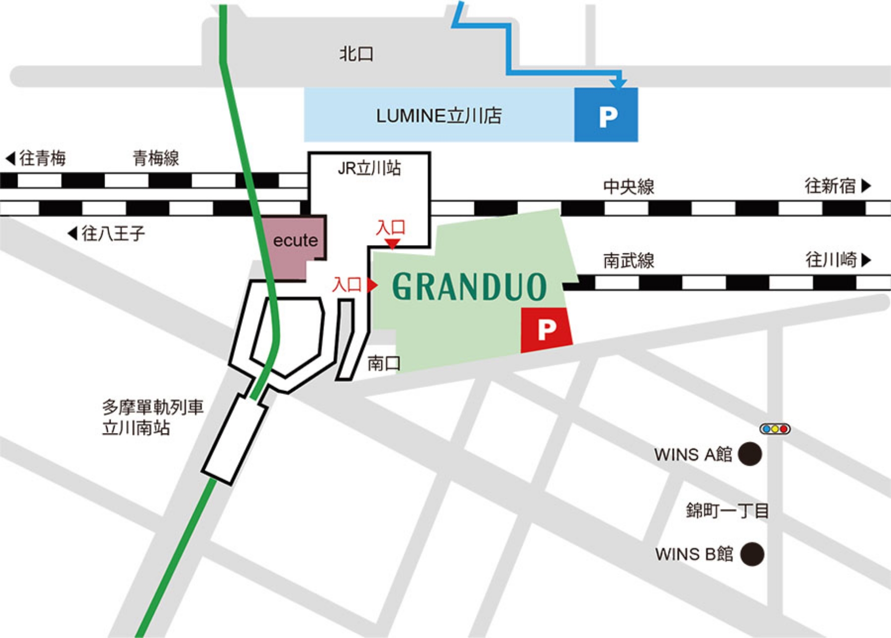 GRANDUO Tachikawa Area Map