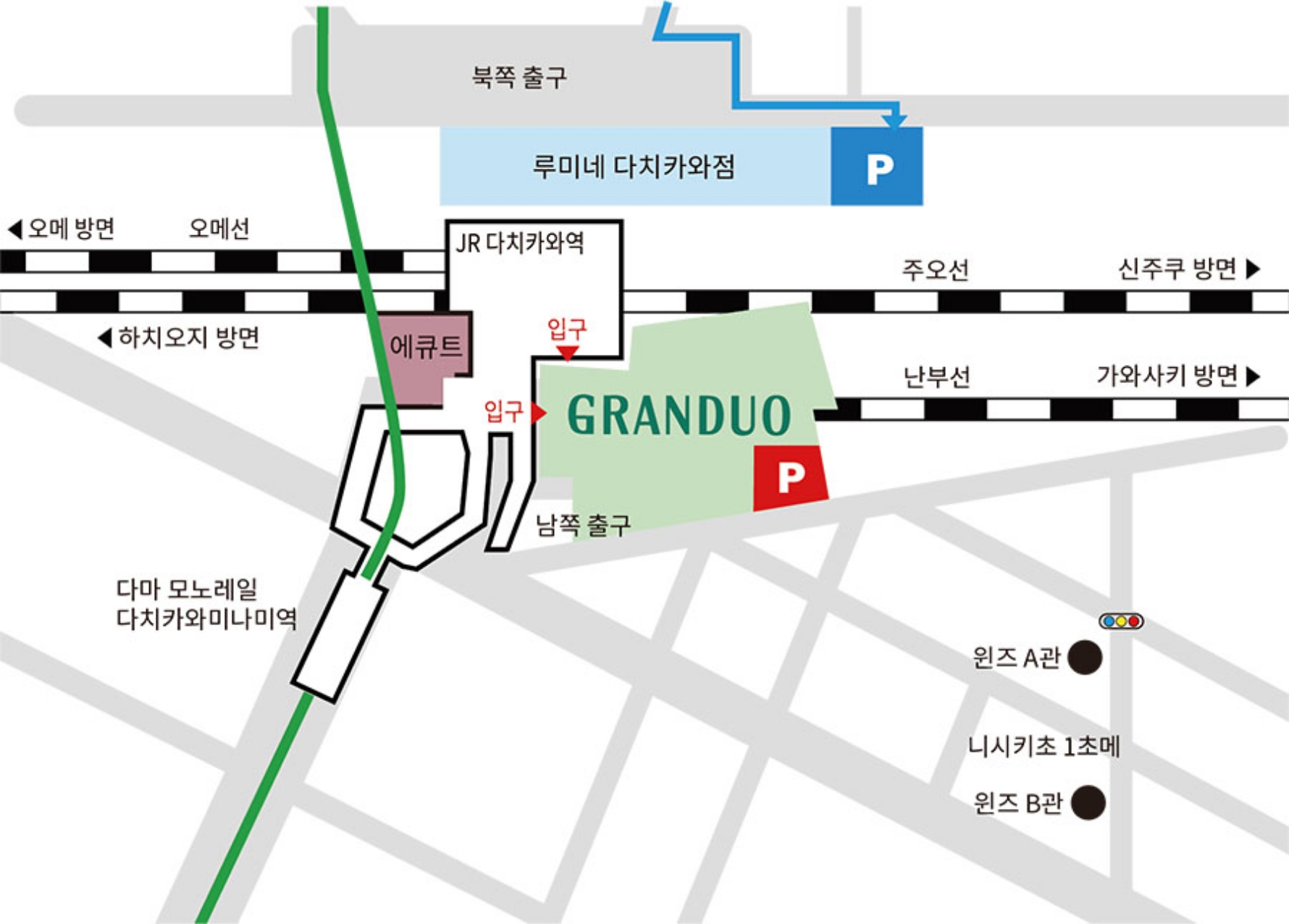 GRANDUO Tachikawa Area Map