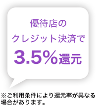 優待店のクレジット決済で3.5％還元