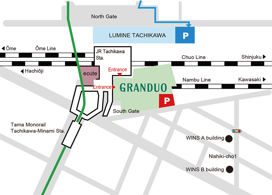 GRANDUO Tachikawa Area Map