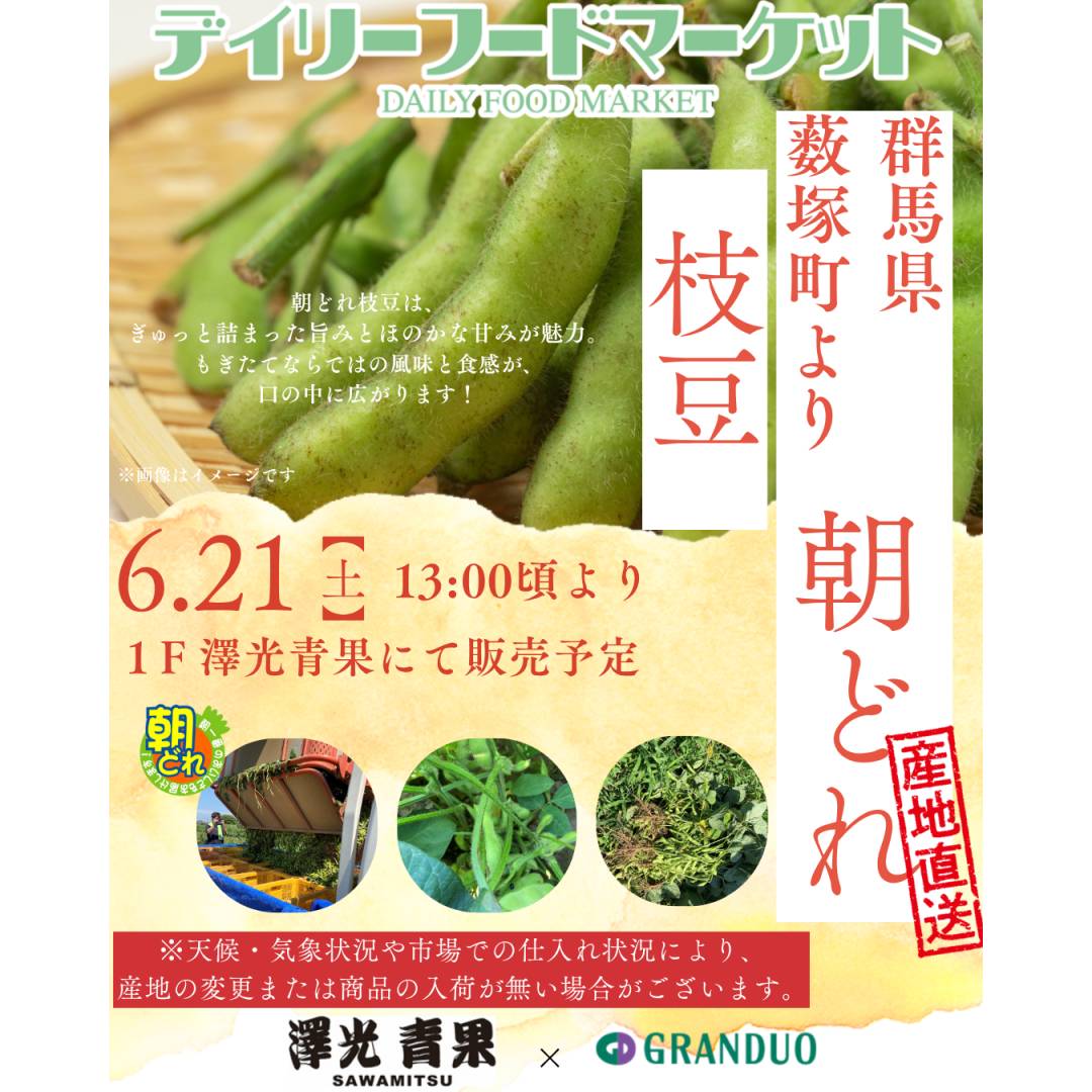 グランデュオ立川×澤光青果通信VOL.6 【完売】朝どれ野菜の販売 ~群馬県藪塚町~ 枝豆・とうもろこし