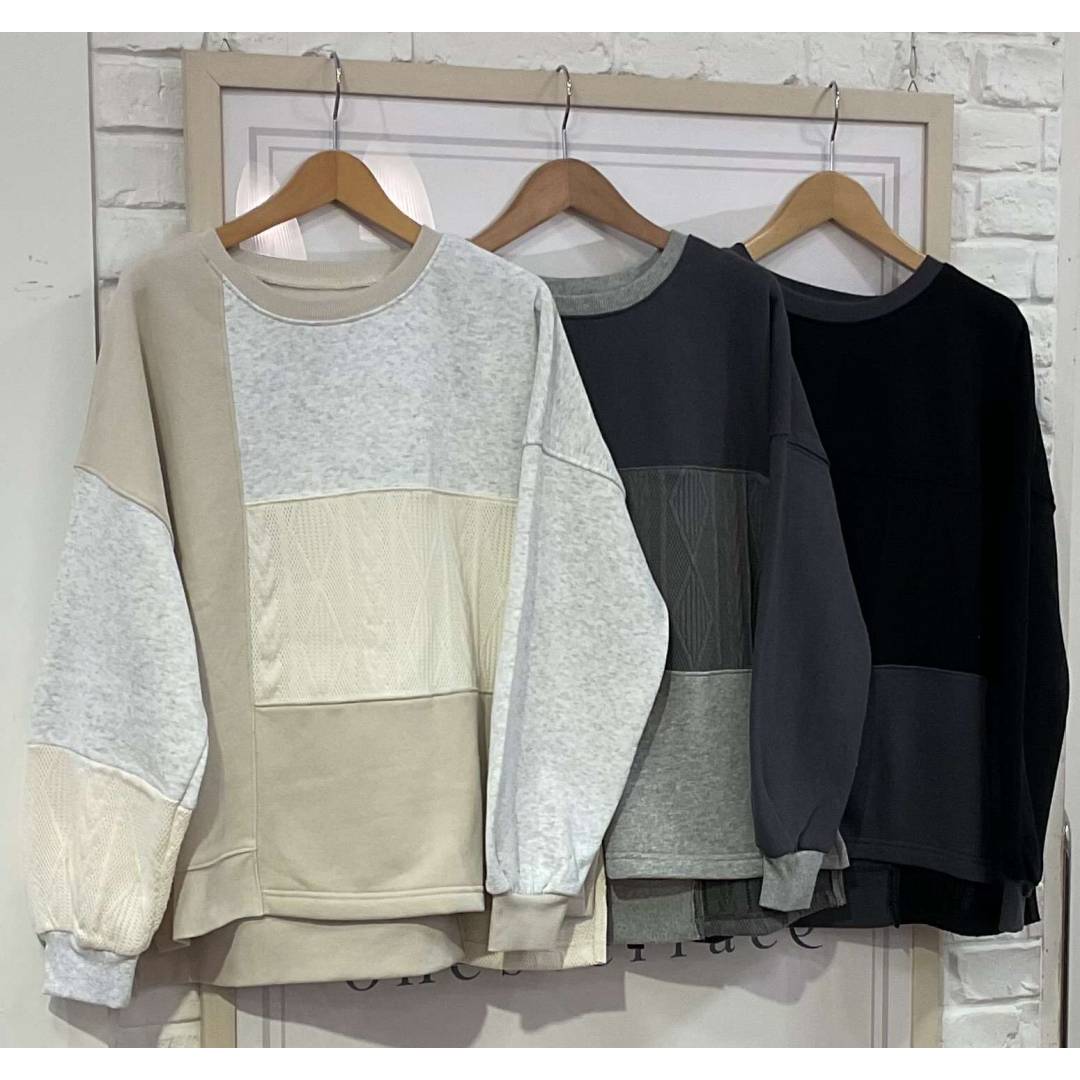 異素材ミックスのおしゃれなプルオーバーのご紹介