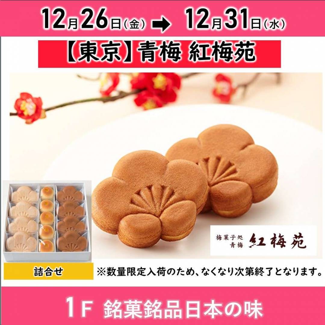 【銘菓】年末年始のご挨拶に「青梅　紅梅苑」和菓子詰合せ 12/26～12/31