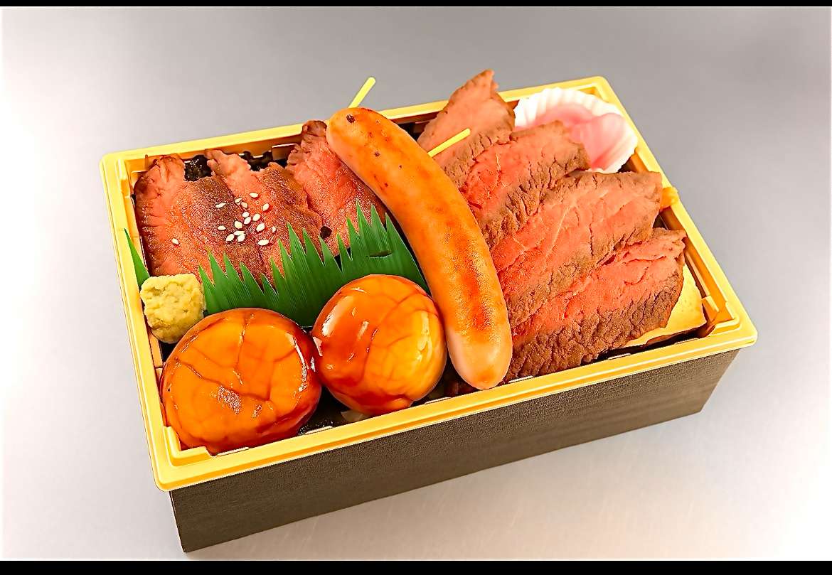 猿払産ホタテと北海道牛ステーキ弁当