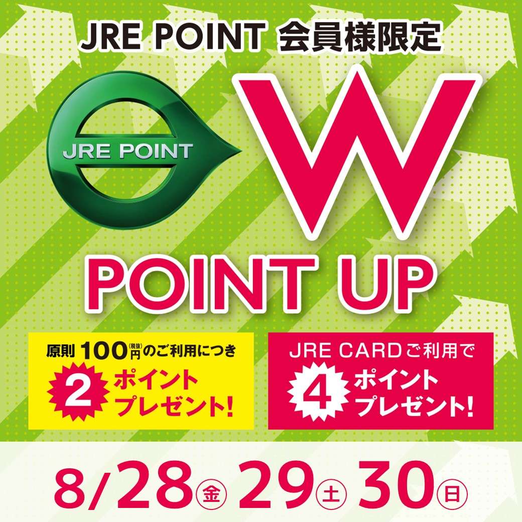 【JRE POINT】2026年8月 Wポイントアップキャンペーン