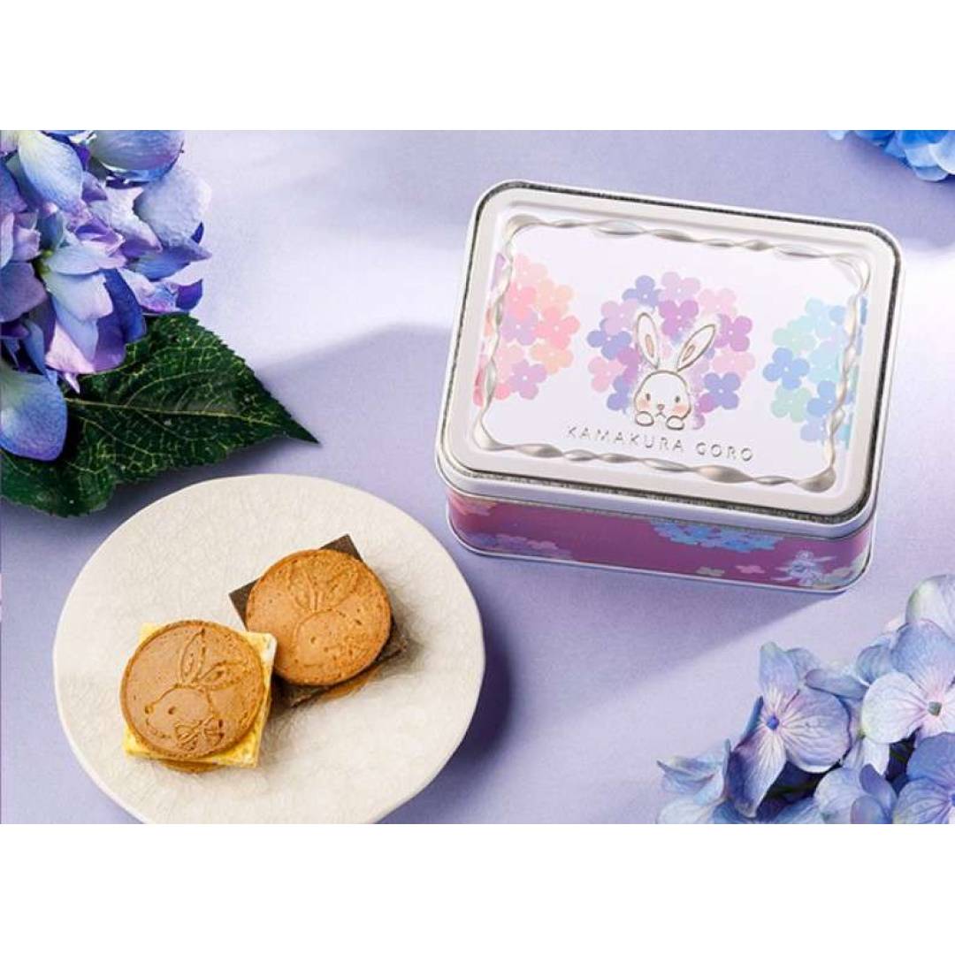 【銘菓】鎌倉五郎本店「鎌倉半月 うさぎ缶<彩あじさい>」数量限定入荷