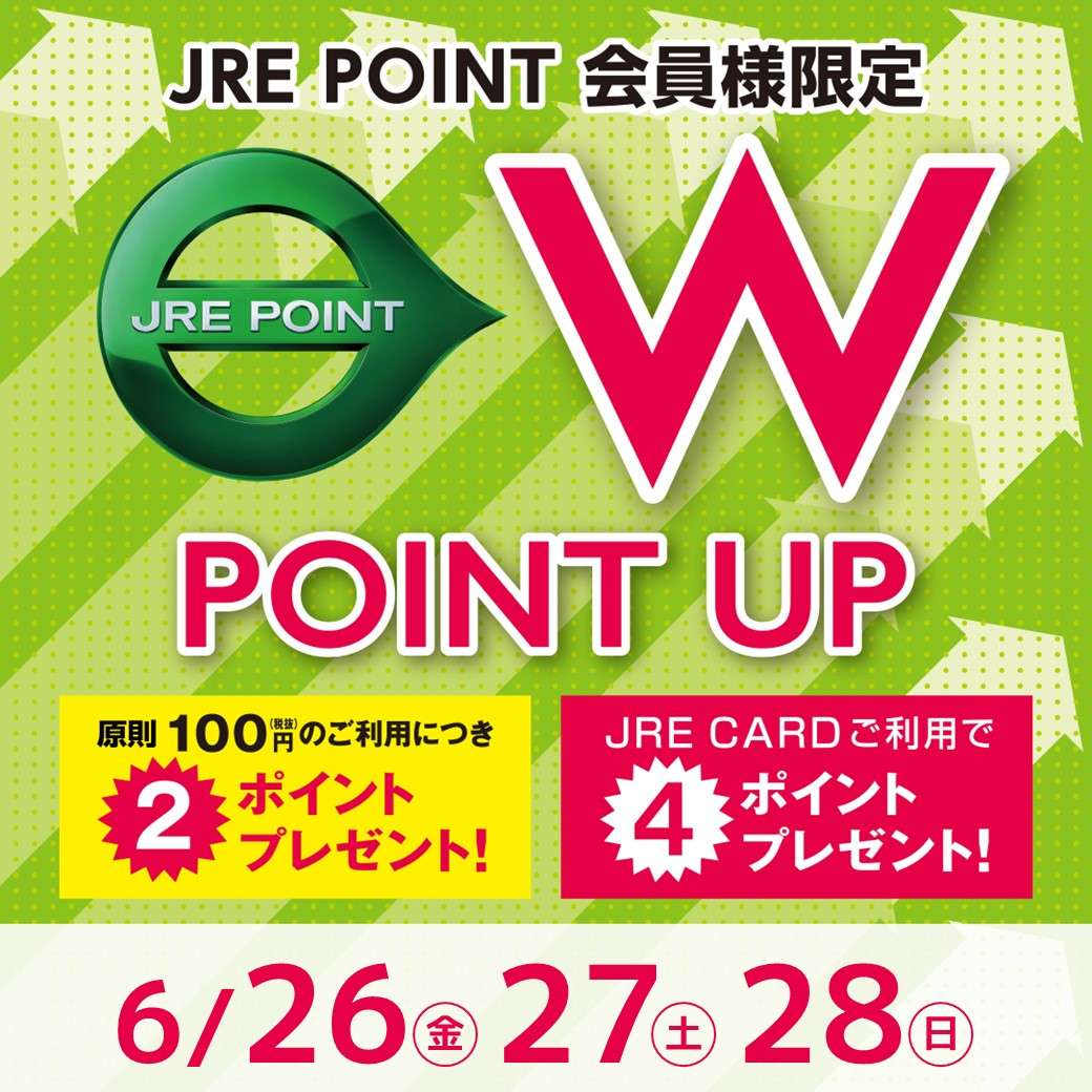 【JRE POINT】2026年6月 Wポイントアップキャンペーン