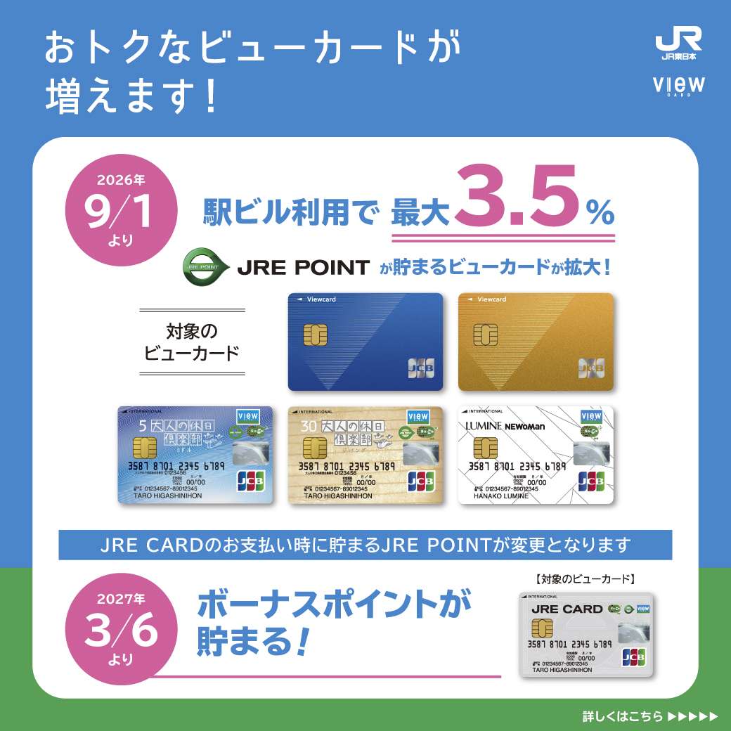 ビューカード3.5%還元対象拡大