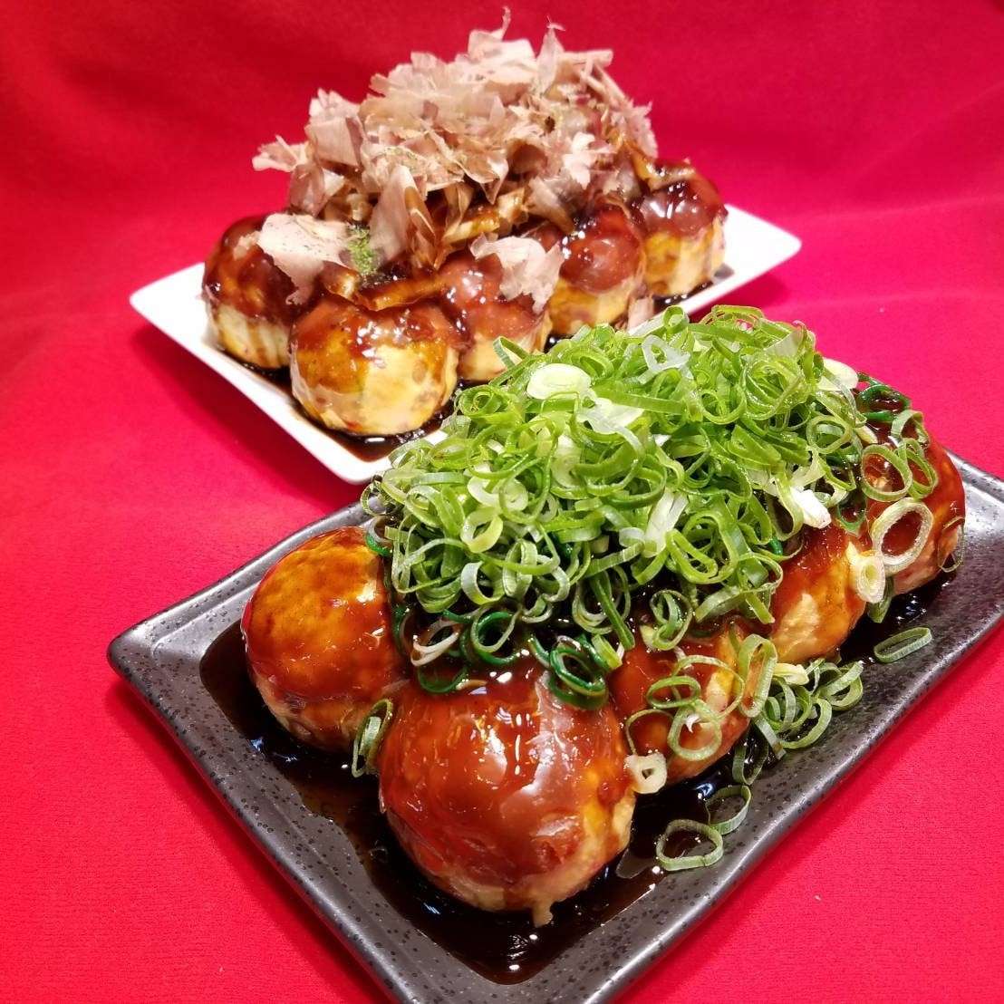 九条ねぎたこ焼き、花かつおたこ焼き