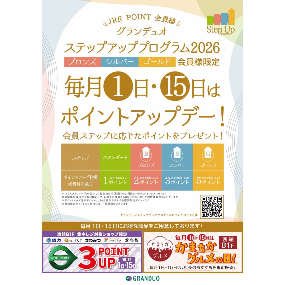 毎月1日・15日 グランデュオステップアッププログラム2026
